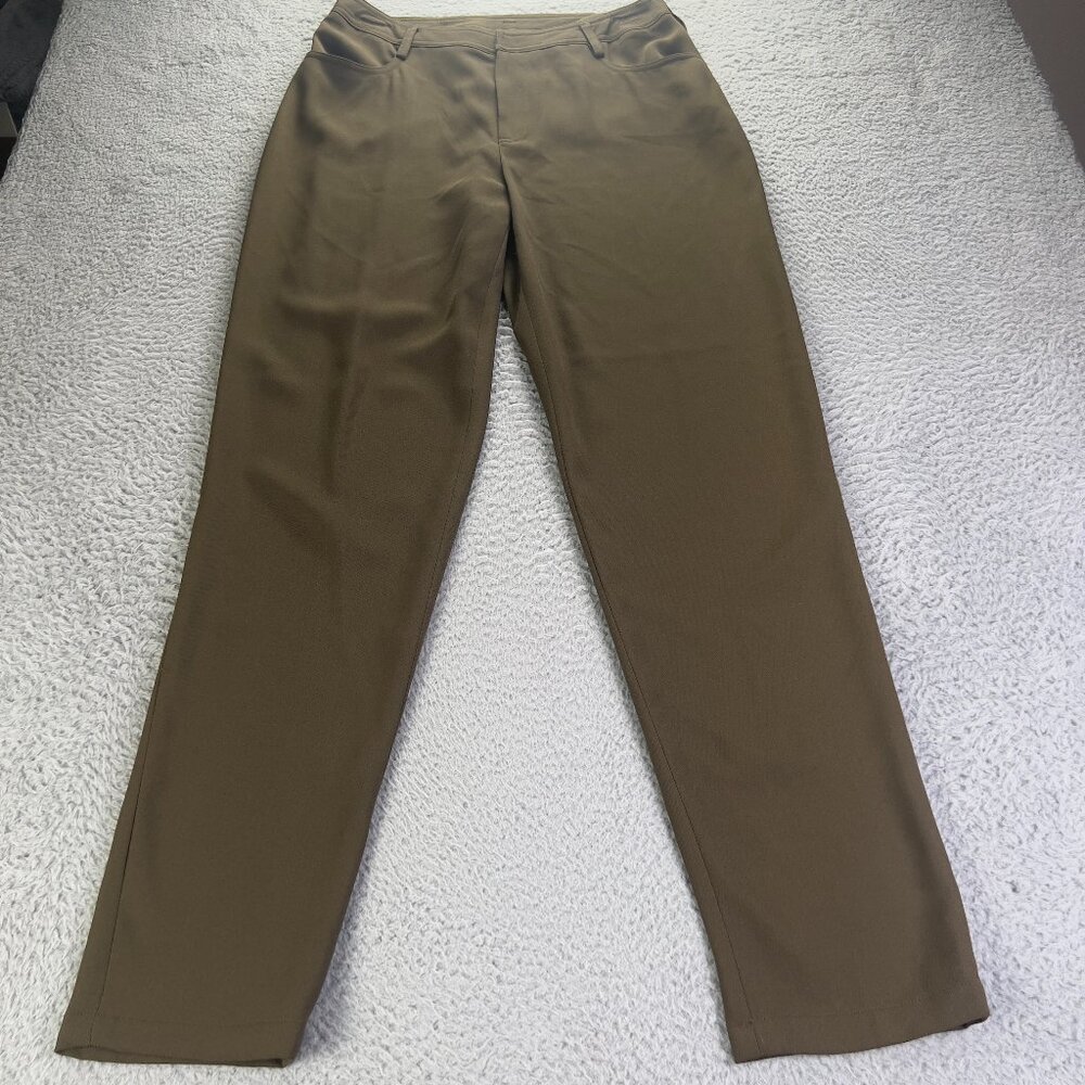 NWT Linda Allard Ellen Tracy Pants Women 8 Green Straight Business Casual Travel - Picture 1 of 9